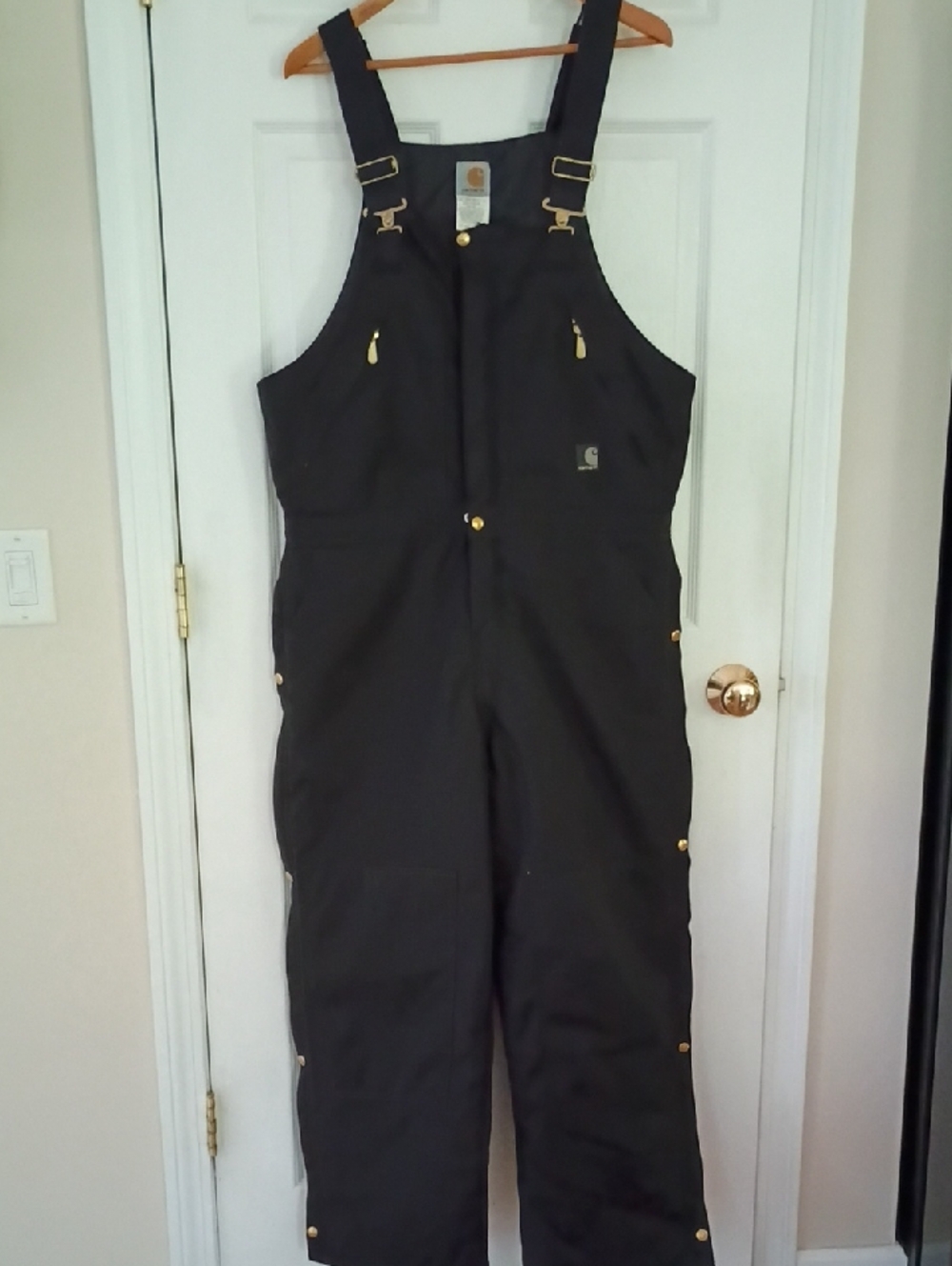 Carhartt R33 Black Quilted Canvas Bib Overalls 36x30